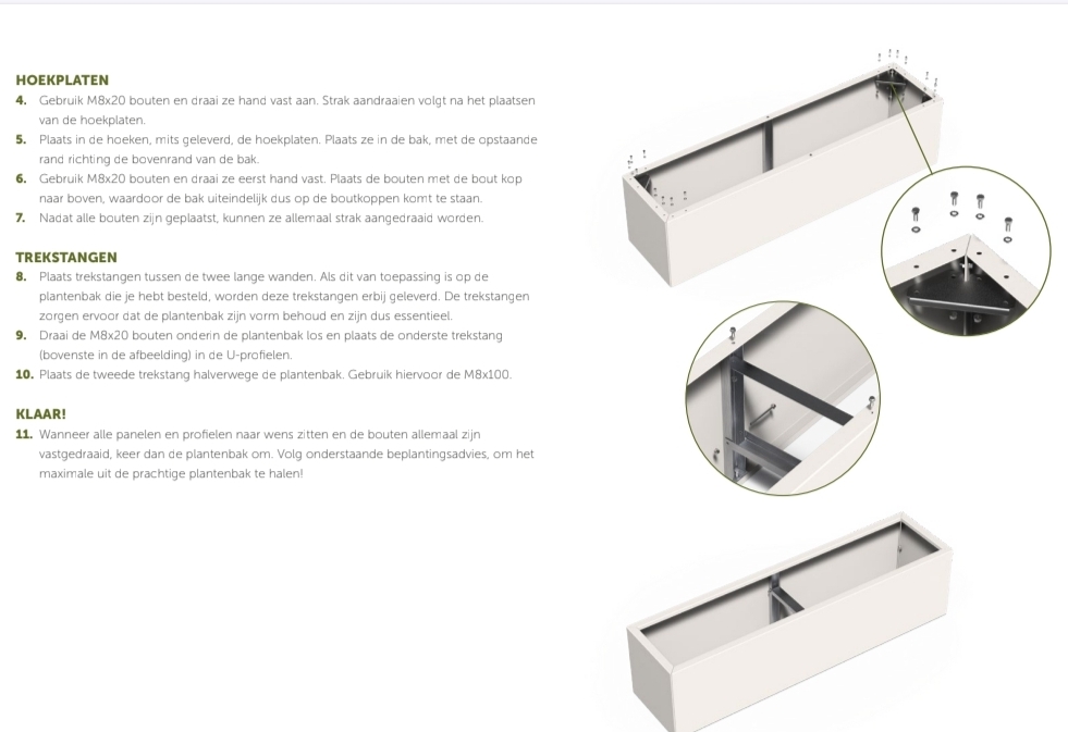 montage plantenbak gecoat staal deel 2